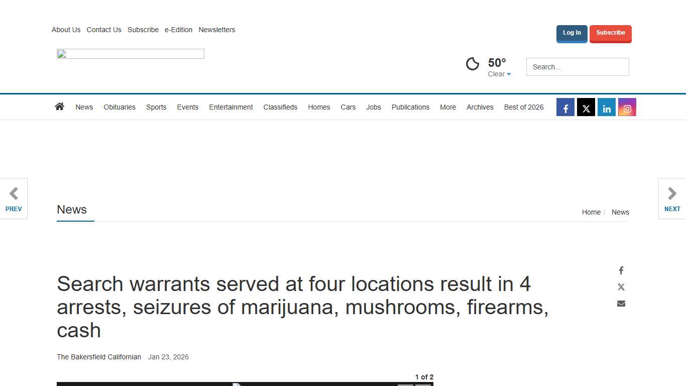 Search warrants served at four locations result in 4 arrests, seizures of marijuana, mushrooms, firearms, cash News bakersfield.com